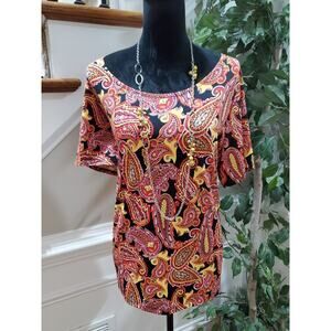 Elementz Women's Multicolor Polyester Short Sleeve Scoop Neck Top Blouse Size 2X